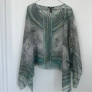 🩷 Style & Co. Green and Gray Patterned Blouse